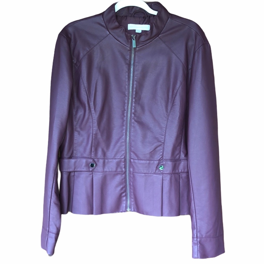Women’s Purple Faux Leather Zip Jacket
